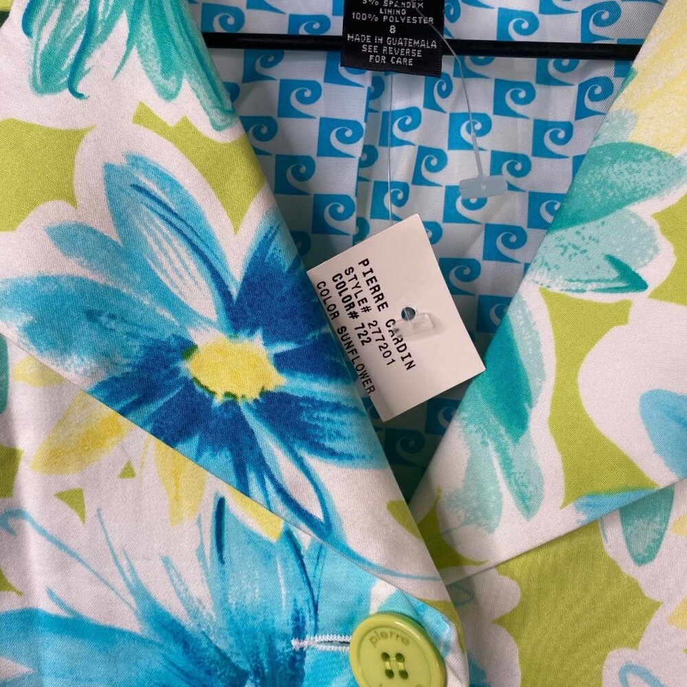 Pierre Cardin Jacket Blazer Women's Sz 8 Lightweight Floral Bright Spring NWT - Picture 4 of 16